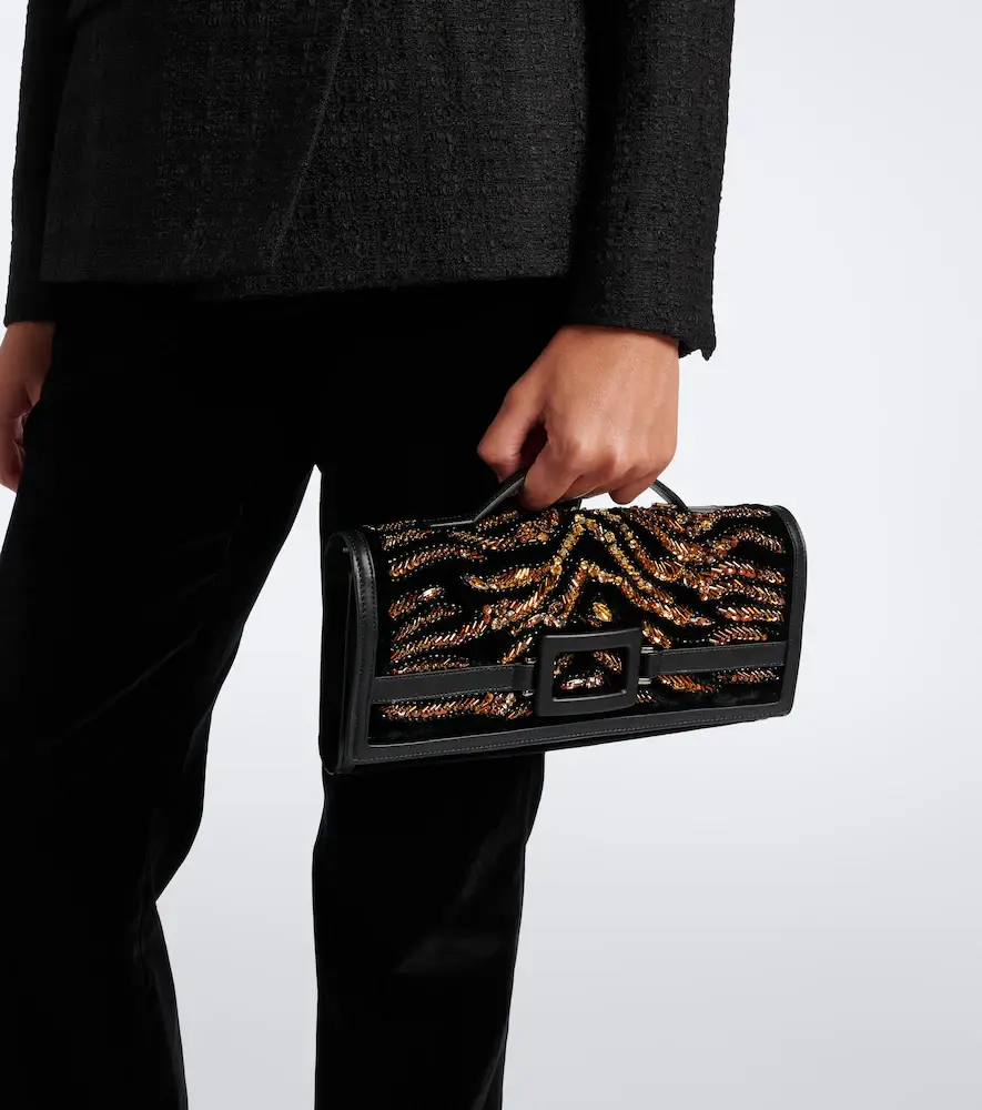 Roger Vivier Belle Vivier embellished velvet clutch | Thumbnail 6