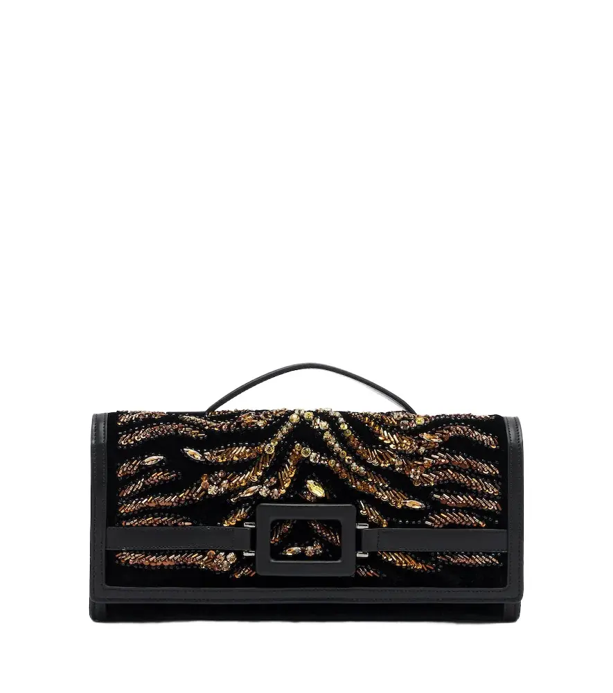 Roger Vivier Belle Vivier embellished velvet clutch