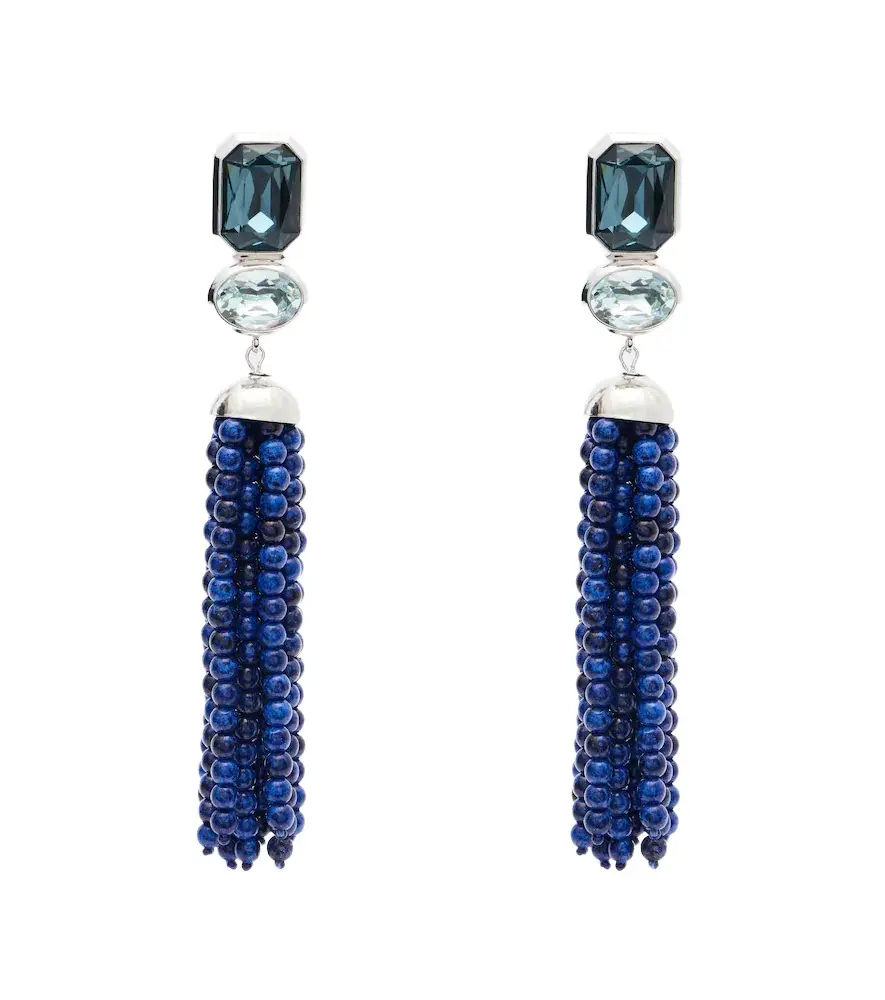 Jennifer Behr Embellished fringed drop earrings