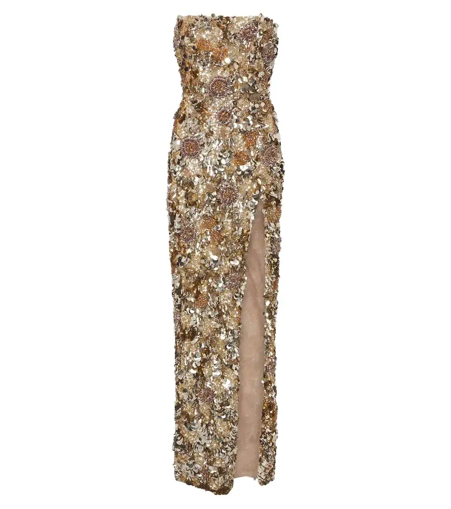 RACHEL GILBERT Pepito embellished bustier gown