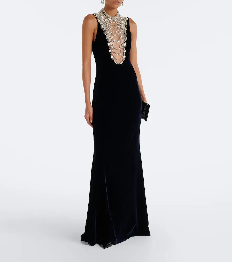 Costarellos Crystal-embellished velvet gown | Thumbnail 6 Costarellos Crystal-embellished velvet gown | Thumbnail 6