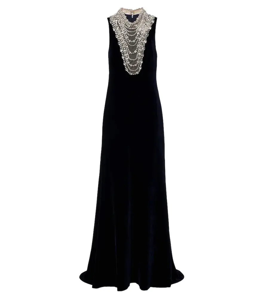 Crystal-embellished velvet gown Crystal-embellished velvet gown