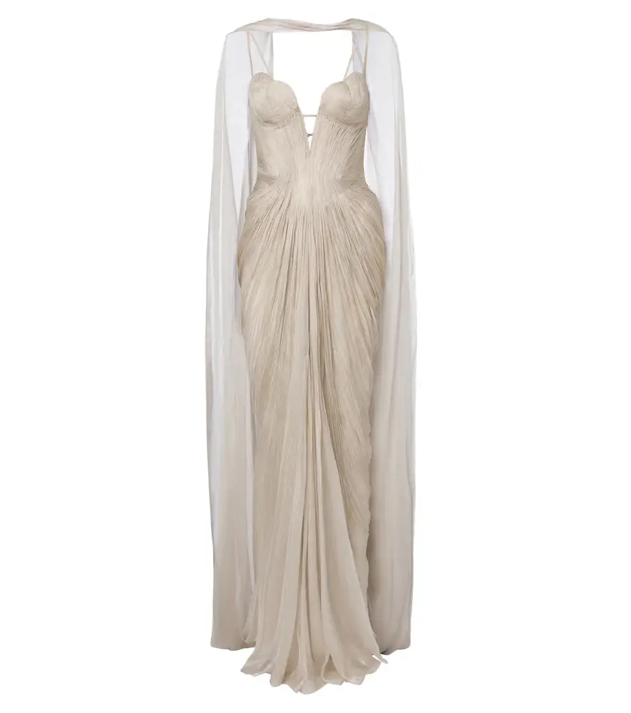 Maria Lucia Hohan Cecilia silk bustier gown and cape set