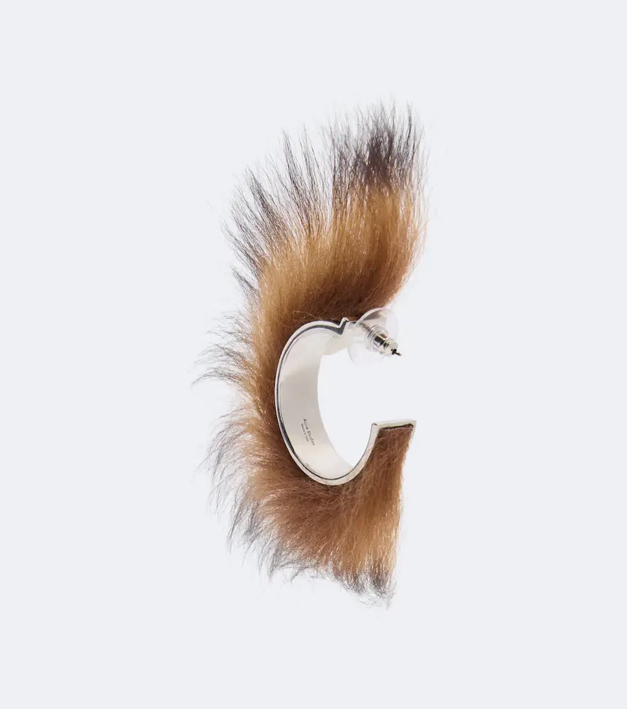 Acne Studios Shearling hoop earrings | Thumbnail 3