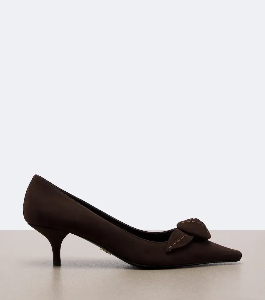 Prada Floral-appliqué suede pumps | Thumbnail 2