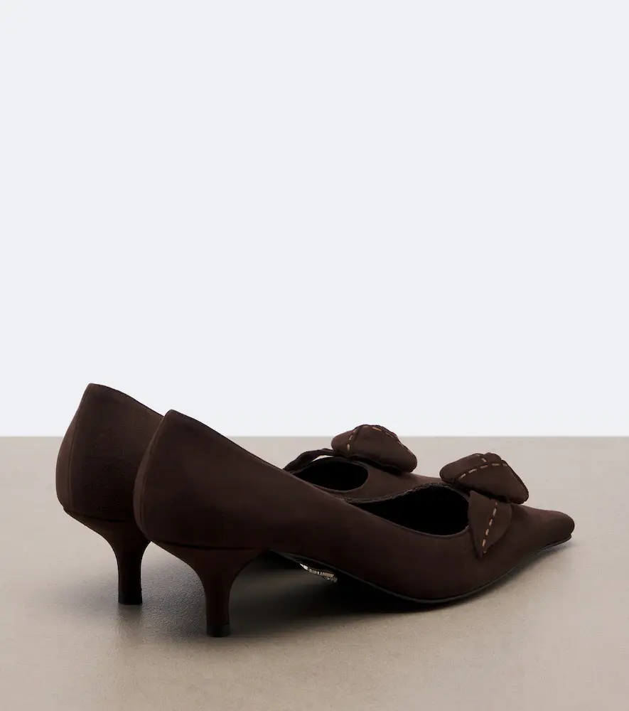 Prada Floral-appliqué suede pumps | Thumbnail 4