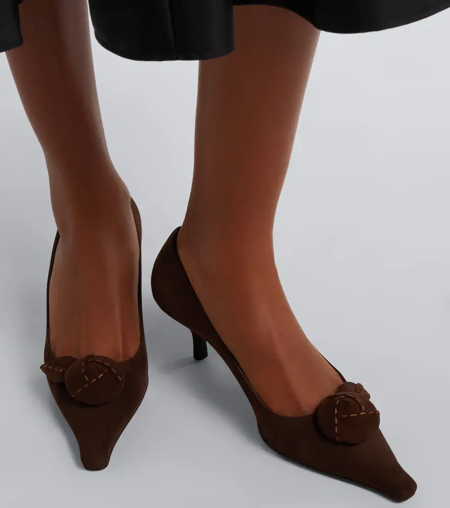 Prada Floral-appliqué suede pumps | Thumbnail 6