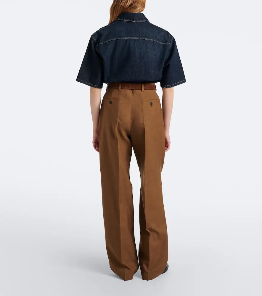 Prada Pleated virgin wool straight pants | Thumbnail 2