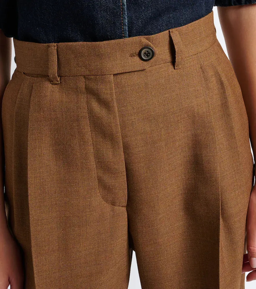 Prada Pleated virgin wool straight pants | Thumbnail 6