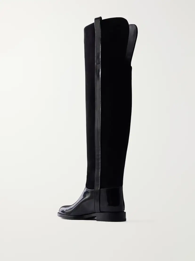 Dolce & Gabbana Cavallerizzo Logo-embellished Leather-trimmed Suede Over-the-knee Boots | Thumbnail 3 Dolce & Gabbana Cavallerizzo Logo-embellished Leather-trimmed Suede Over-the-knee Boots | Thumbnail 3
