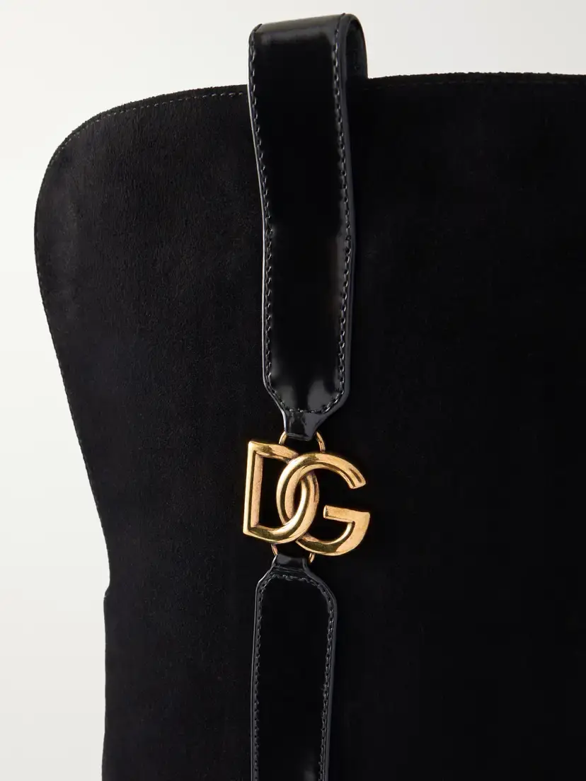 Dolce & Gabbana Cavallerizzo Logo-embellished Leather-trimmed Suede Over-the-knee Boots | Thumbnail 5 Dolce & Gabbana Cavallerizzo Logo-embellished Leather-trimmed Suede Over-the-knee Boots | Thumbnail 5