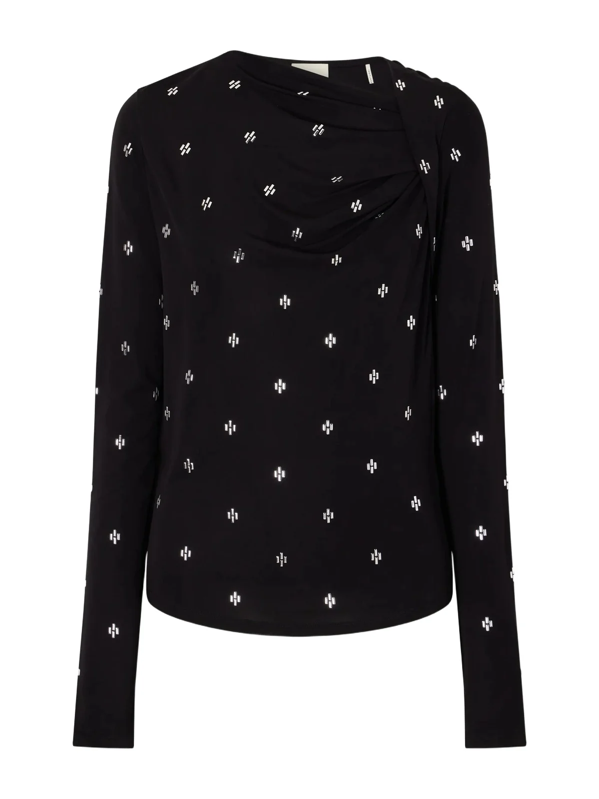 Embellished Gathered Mesh Top Embellished Gathered Mesh Top