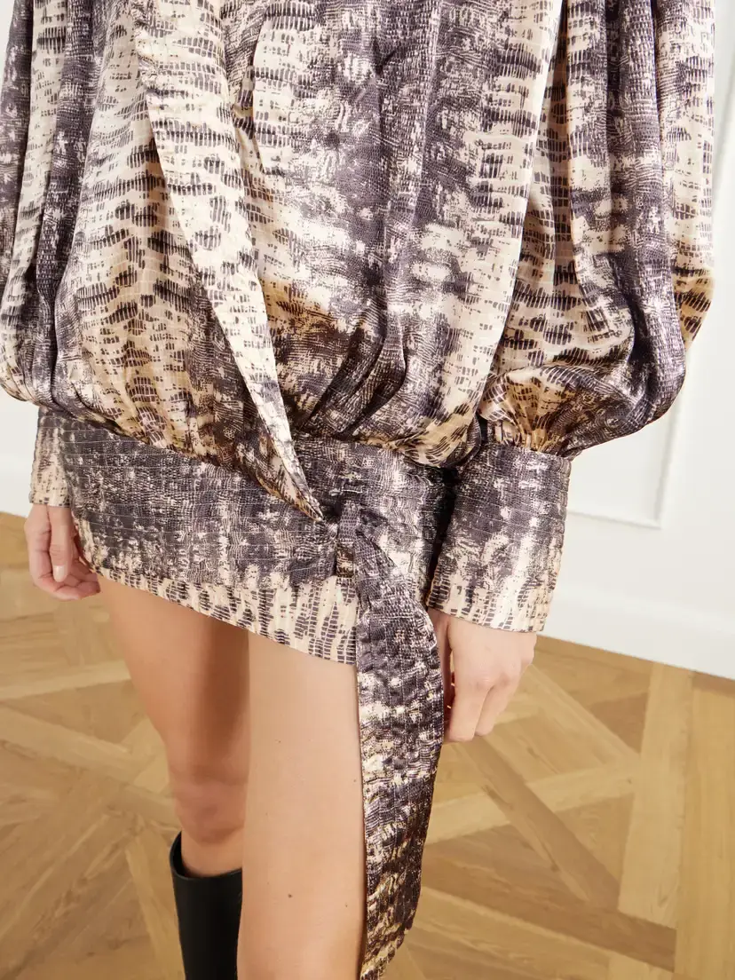 Isabel Marant Dilja Snake-print Draped Silk-satin Mini Dress | Thumbnail 5 Isabel Marant Dilja Snake-print Draped Silk-satin Mini Dress | Thumbnail 5