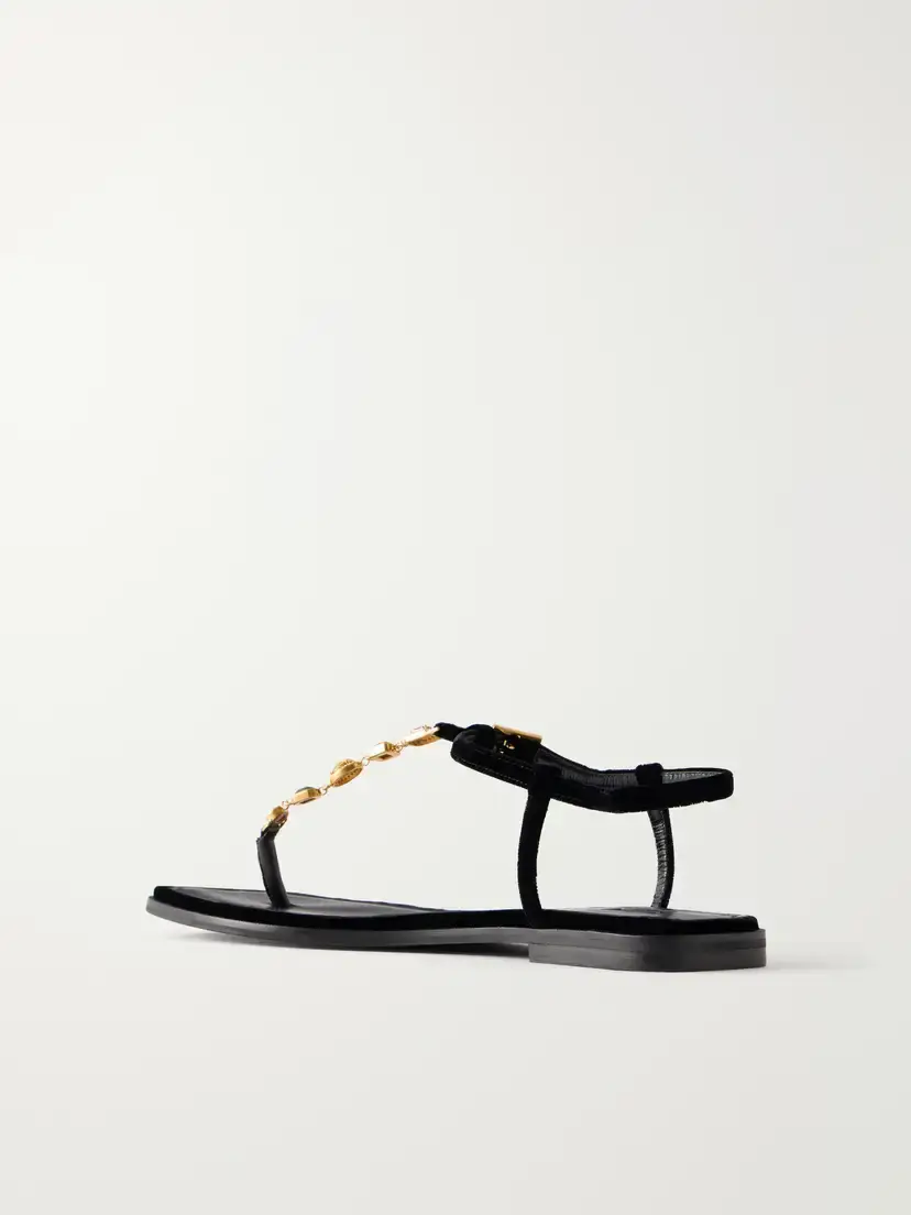 NODALETO Nodstalgia Gemma Crystal-embellished Velvet Thong Sandals | Thumbnail 3 NODALETO Nodstalgia Gemma Crystal-embellished Velvet Thong Sandals | Thumbnail 3