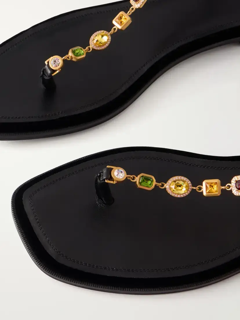 NODALETO Nodstalgia Gemma Crystal-embellished Velvet Thong Sandals | Thumbnail 5 NODALETO Nodstalgia Gemma Crystal-embellished Velvet Thong Sandals | Thumbnail 5