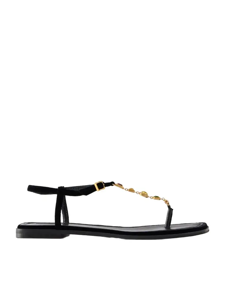 Nodstalgia Gemma Crystal-embellished Velvet Thong Sandals Nodstalgia Gemma Crystal-embellished Velvet Thong Sandals