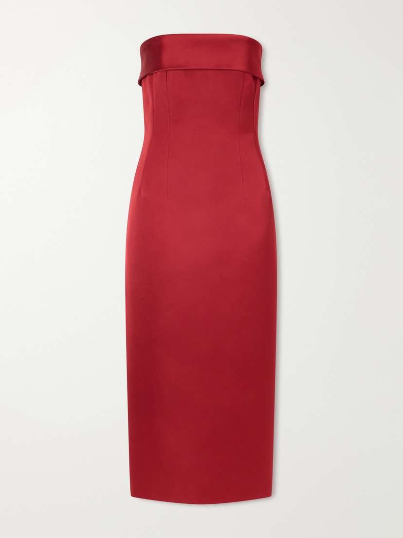 Keeley Strapless Darted Duchess-satin Midi Dress Keeley Strapless Darted Duchess-satin Midi Dress