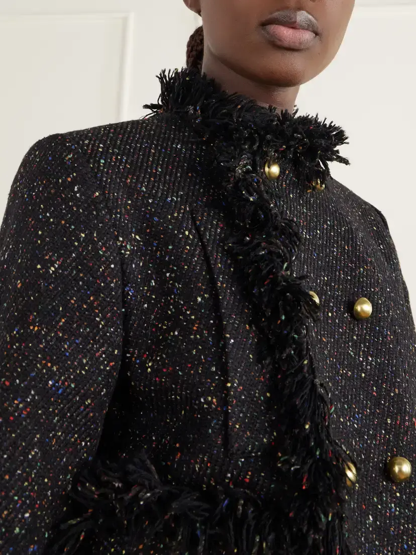 Sacai Wool-blend Tweed Bouclé And Denim Jacket - Black | Thumbnail 4