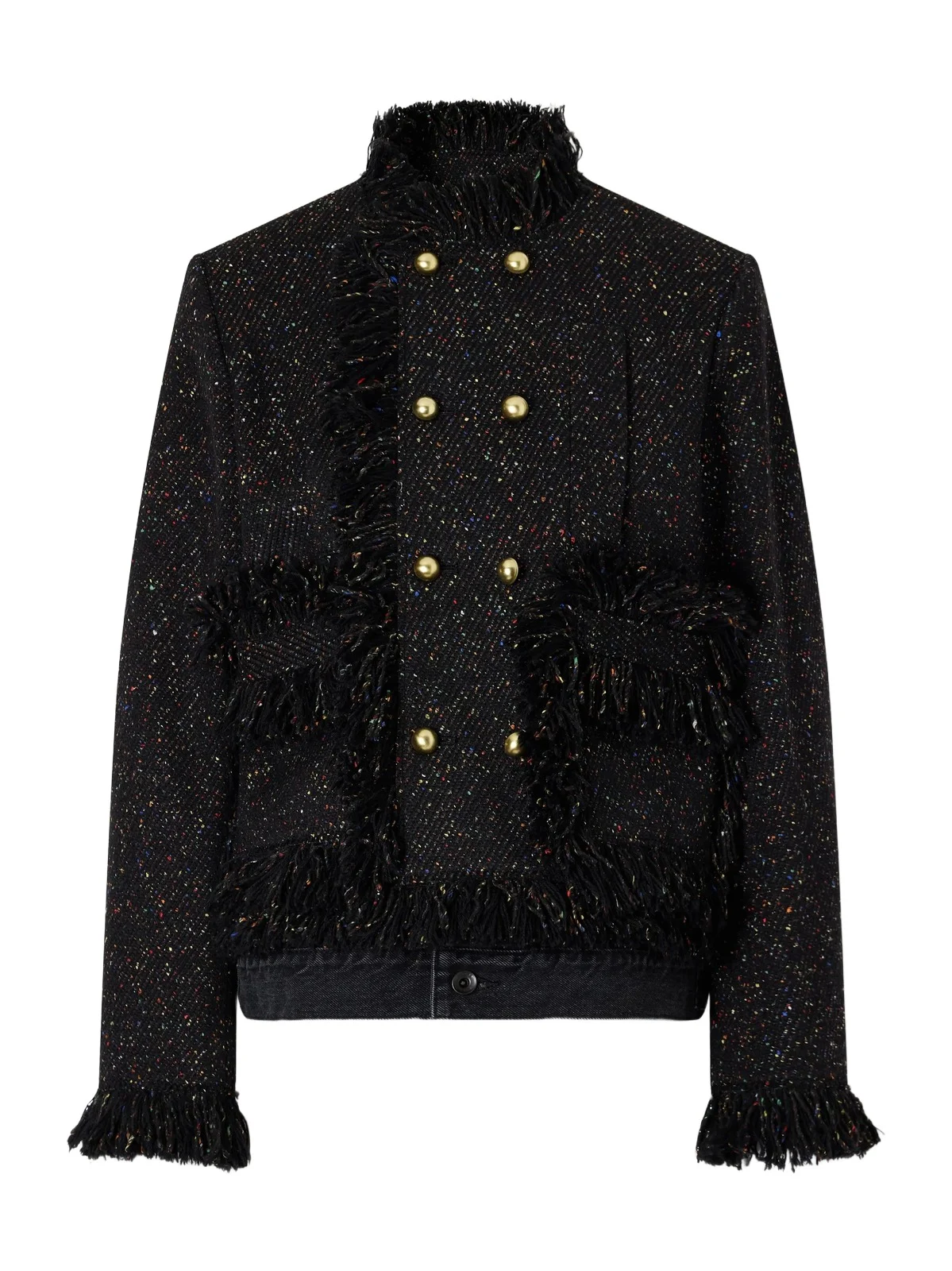 Wool-blend Tweed Bouclé And Denim Jacket - Black Wool-blend Tweed Bouclé And Denim Jacket - Black