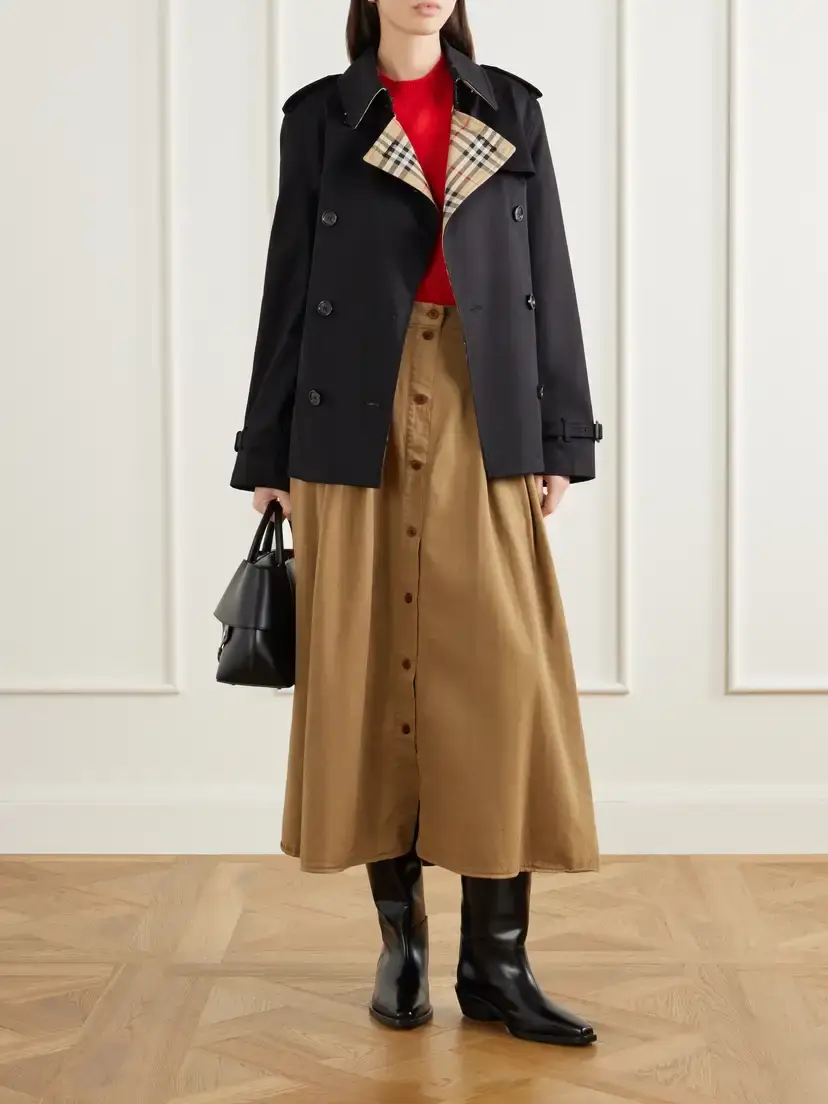 Burberry Double-breasted Belted Checked Cotton-gabardine Trench Coat | Thumbnail 2