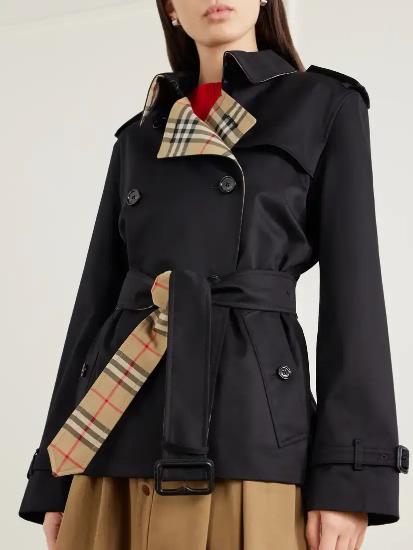 Burberry Double-breasted Belted Checked Cotton-gabardine Trench Coat | Thumbnail 5