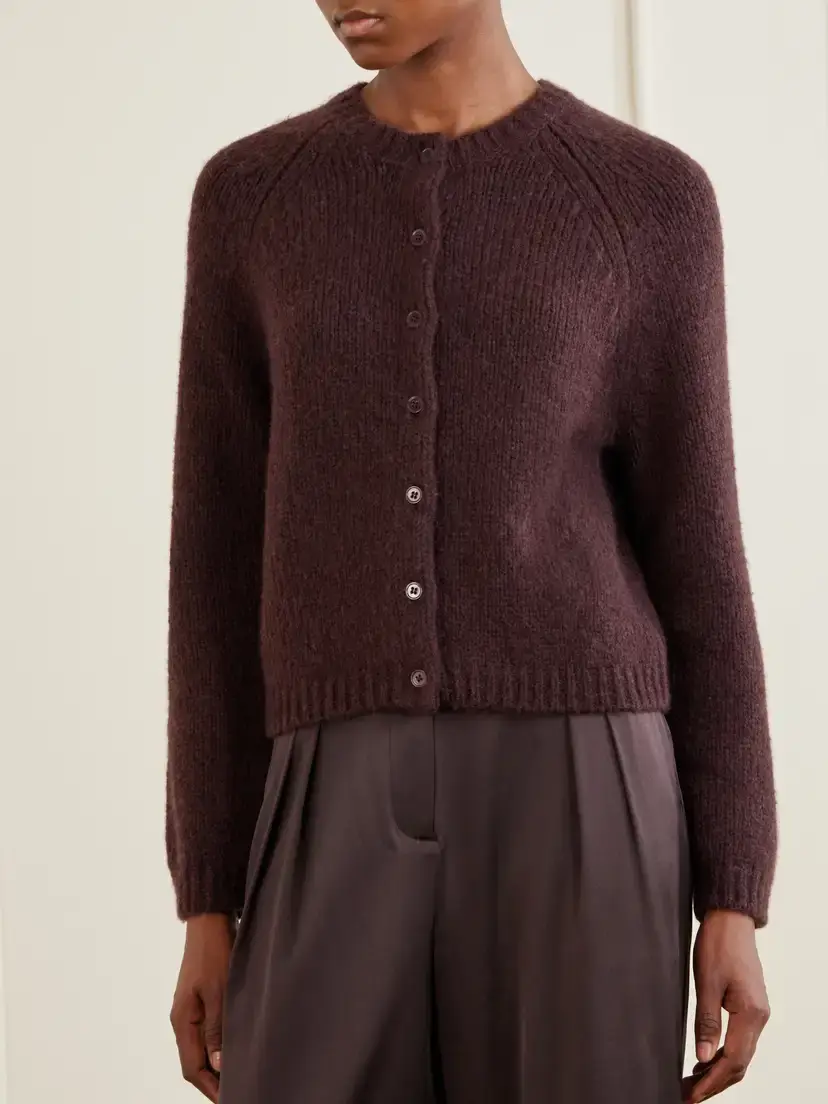 DÔEN Darcy Wool And Cashmere-blend Cardigan - Burgundy | Thumbnail 3 DÔEN Darcy Wool And Cashmere-blend Cardigan - Burgundy | Thumbnail 3
