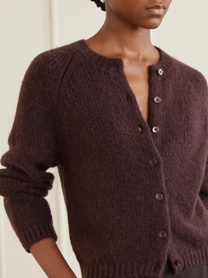 DÔEN Darcy Wool And Cashmere-blend Cardigan - Burgundy | Thumbnail 5 DÔEN Darcy Wool And Cashmere-blend Cardigan - Burgundy | Thumbnail 5