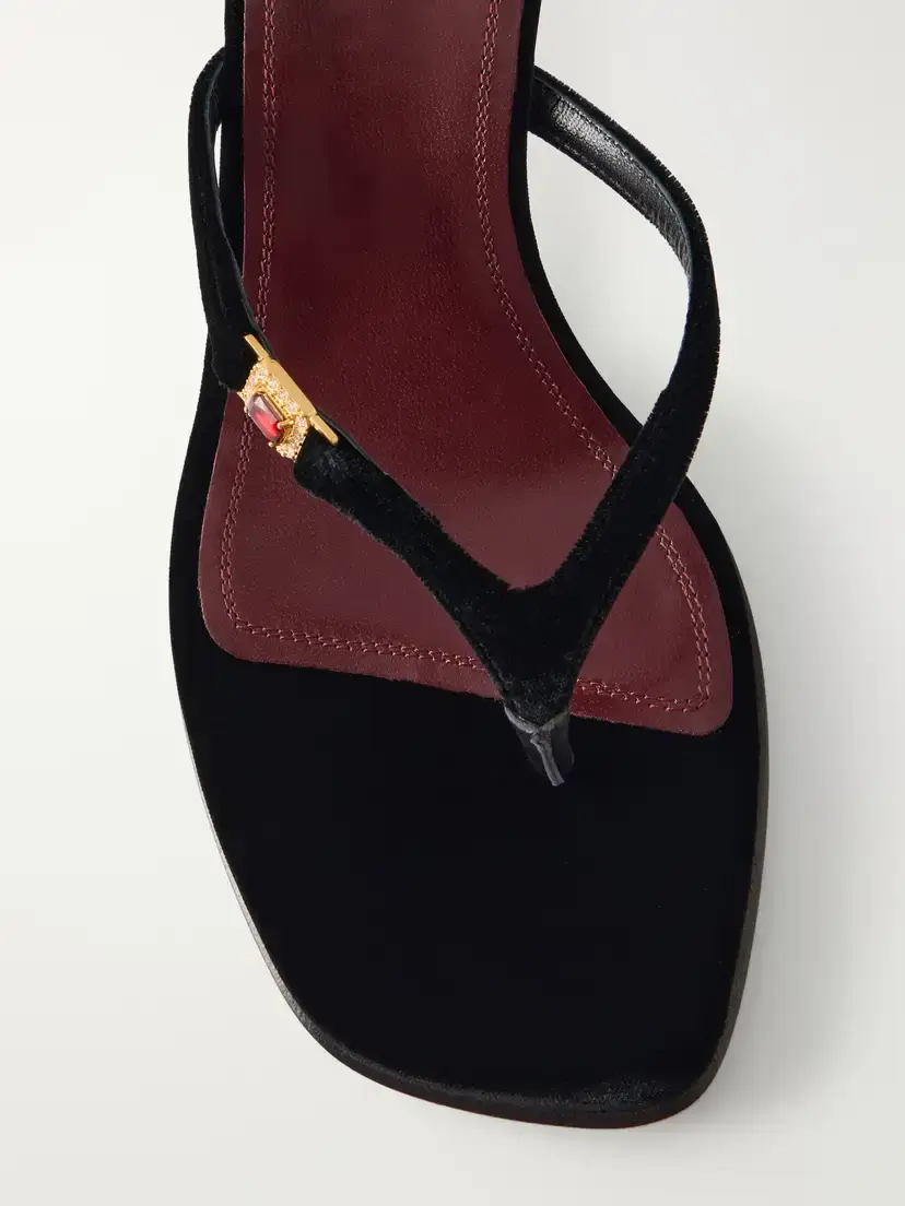 NODALETO Dona Ruby 50 Crystal-embellished Velvet Thong Sandals | Thumbnail 5 NODALETO Dona Ruby 50 Crystal-embellished Velvet Thong Sandals | Thumbnail 5