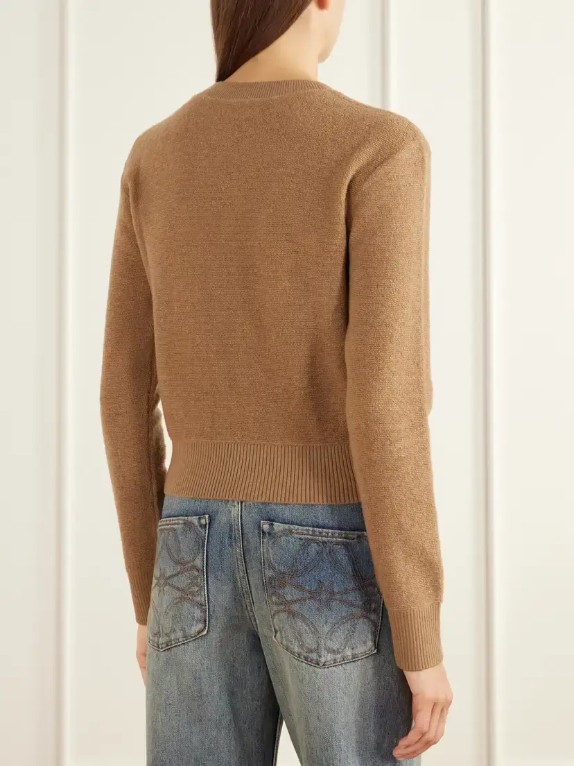 Loewe Logo-embroidered Cropped Wool-terry Sweater | Thumbnail 4