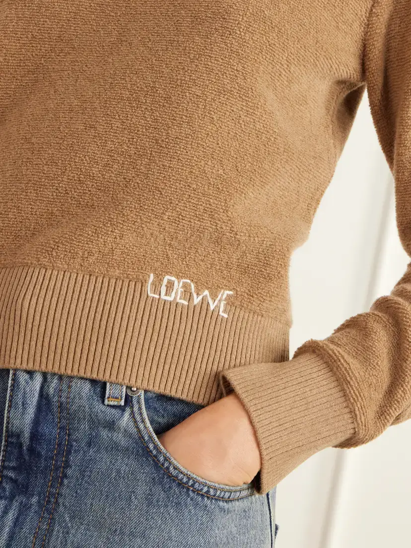 Loewe Logo-embroidered Cropped Wool-terry Sweater | Thumbnail 5