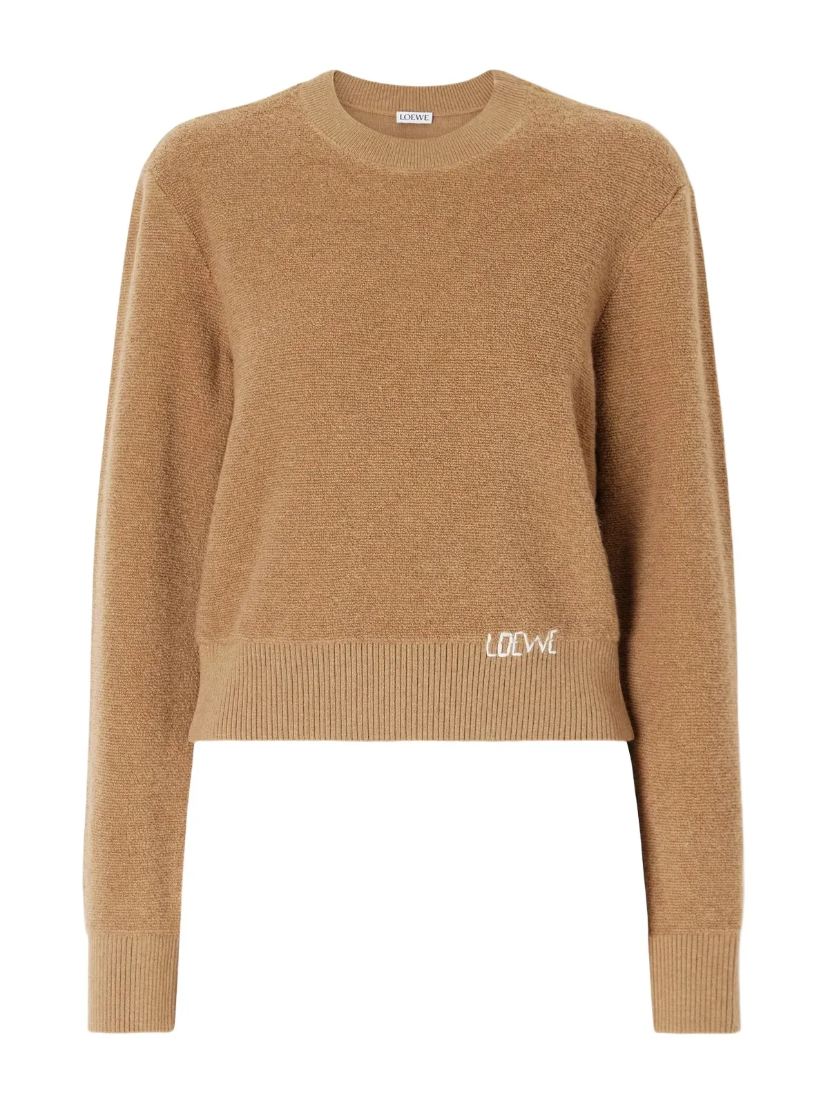 Loewe Logo-embroidered Cropped Wool-terry Sweater