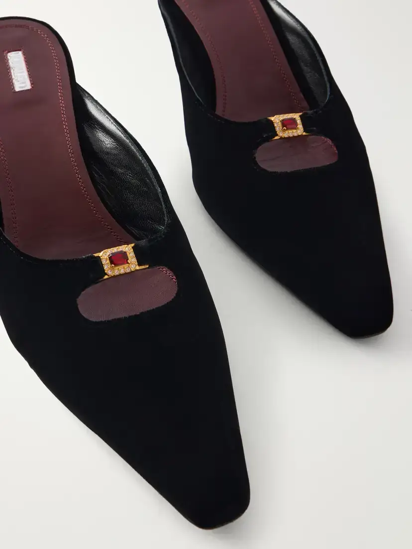 NODALETO Dona Ruby 50 Crystal-embellished Velvet Mules | Thumbnail 4