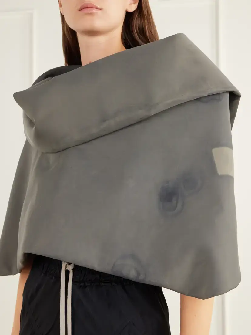 Rick Owens Cowl Distressed Padded Garment-dyed Shell Cape | Thumbnail 5 Rick Owens Cowl Distressed Padded Garment-dyed Shell Cape | Thumbnail 5