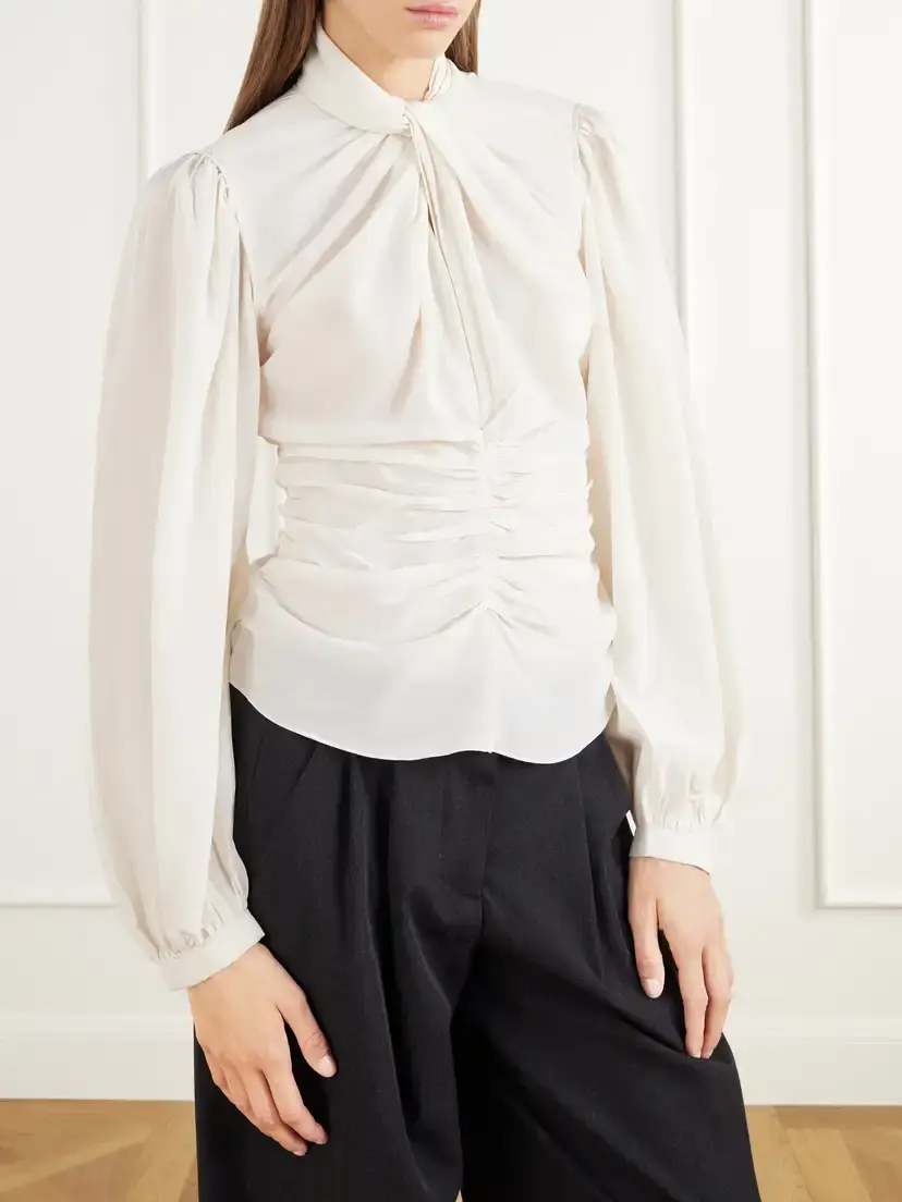 Isabel Marant Depsona Ruched Silk-crepe De Chine Blouse | Thumbnail 3 Isabel Marant Depsona Ruched Silk-crepe De Chine Blouse | Thumbnail 3