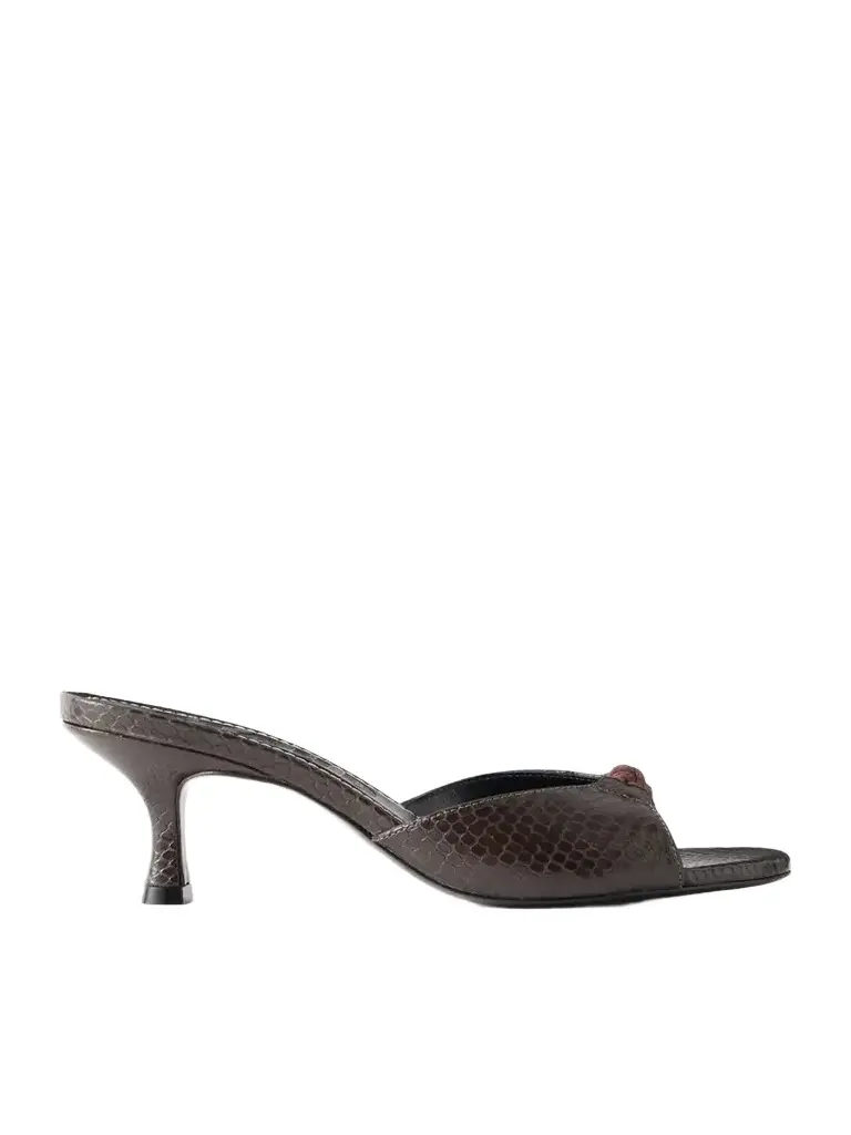Staud Brynn 70 Snake-effect Leather Mules
