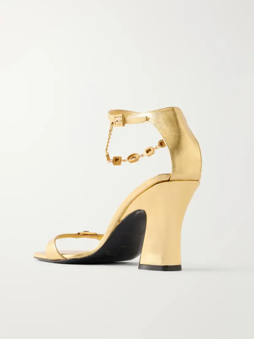 NODALETO Nodstalgia Gemma 90 Crystal-embellished Metallic-leather Sandals | Thumbnail 3 NODALETO Nodstalgia Gemma 90 Crystal-embellished Metallic-leather Sandals | Thumbnail 3