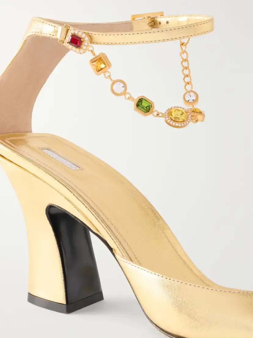 NODALETO Nodstalgia Gemma 90 Crystal-embellished Metallic-leather Sandals | Thumbnail 5 NODALETO Nodstalgia Gemma 90 Crystal-embellished Metallic-leather Sandals | Thumbnail 5