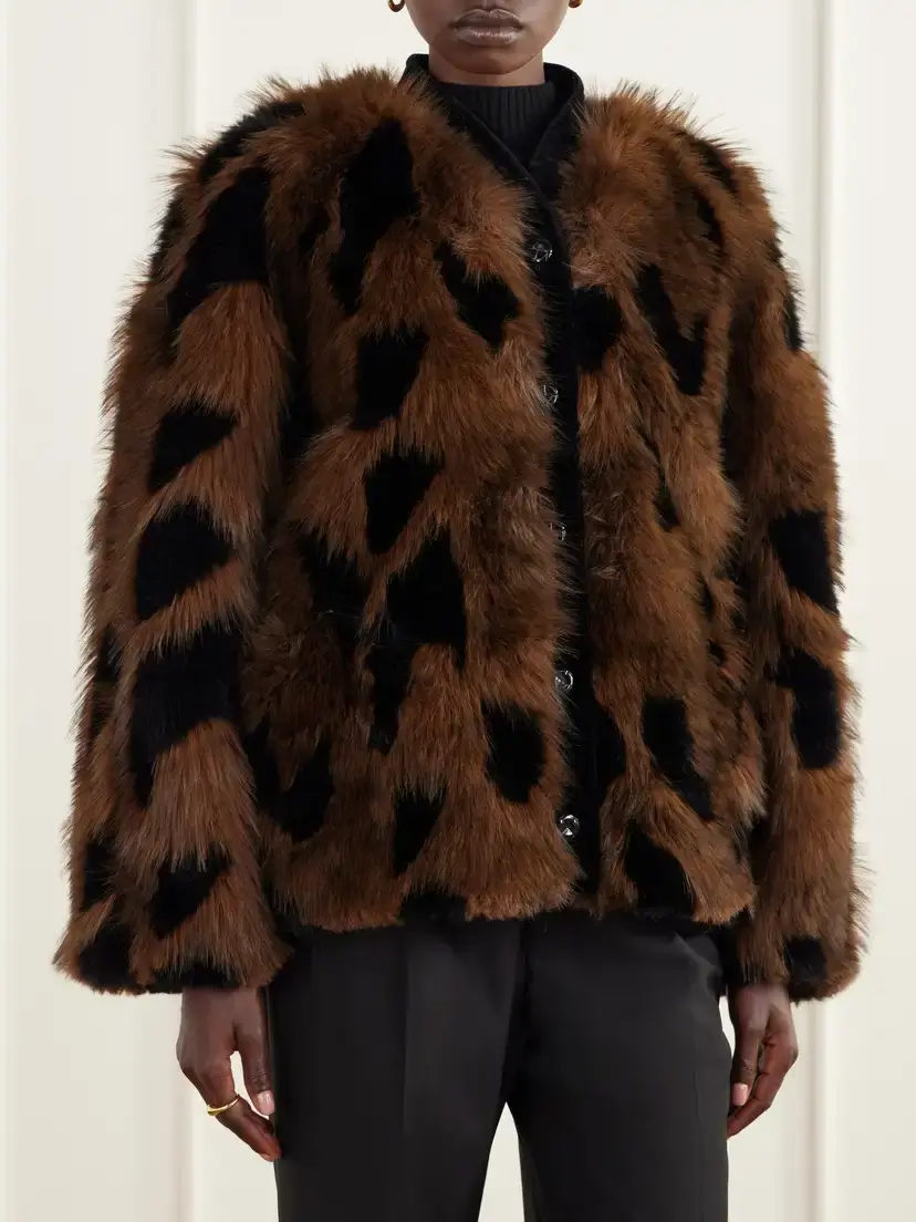 Blazé Milano Chausie Leopard-pattern Velvet-trimmed Plush Jacket | Thumbnail 3 Blazé Milano Chausie Leopard-pattern Velvet-trimmed Plush Jacket | Thumbnail 3