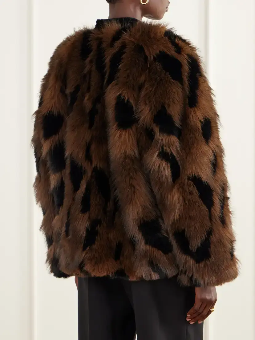 Blazé Milano Chausie Leopard-pattern Velvet-trimmed Plush Jacket | Thumbnail 4 Blazé Milano Chausie Leopard-pattern Velvet-trimmed Plush Jacket | Thumbnail 4