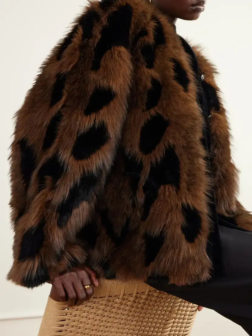 Blazé Milano Chausie Leopard-pattern Velvet-trimmed Plush Jacket | Thumbnail 5 Blazé Milano Chausie Leopard-pattern Velvet-trimmed Plush Jacket | Thumbnail 5