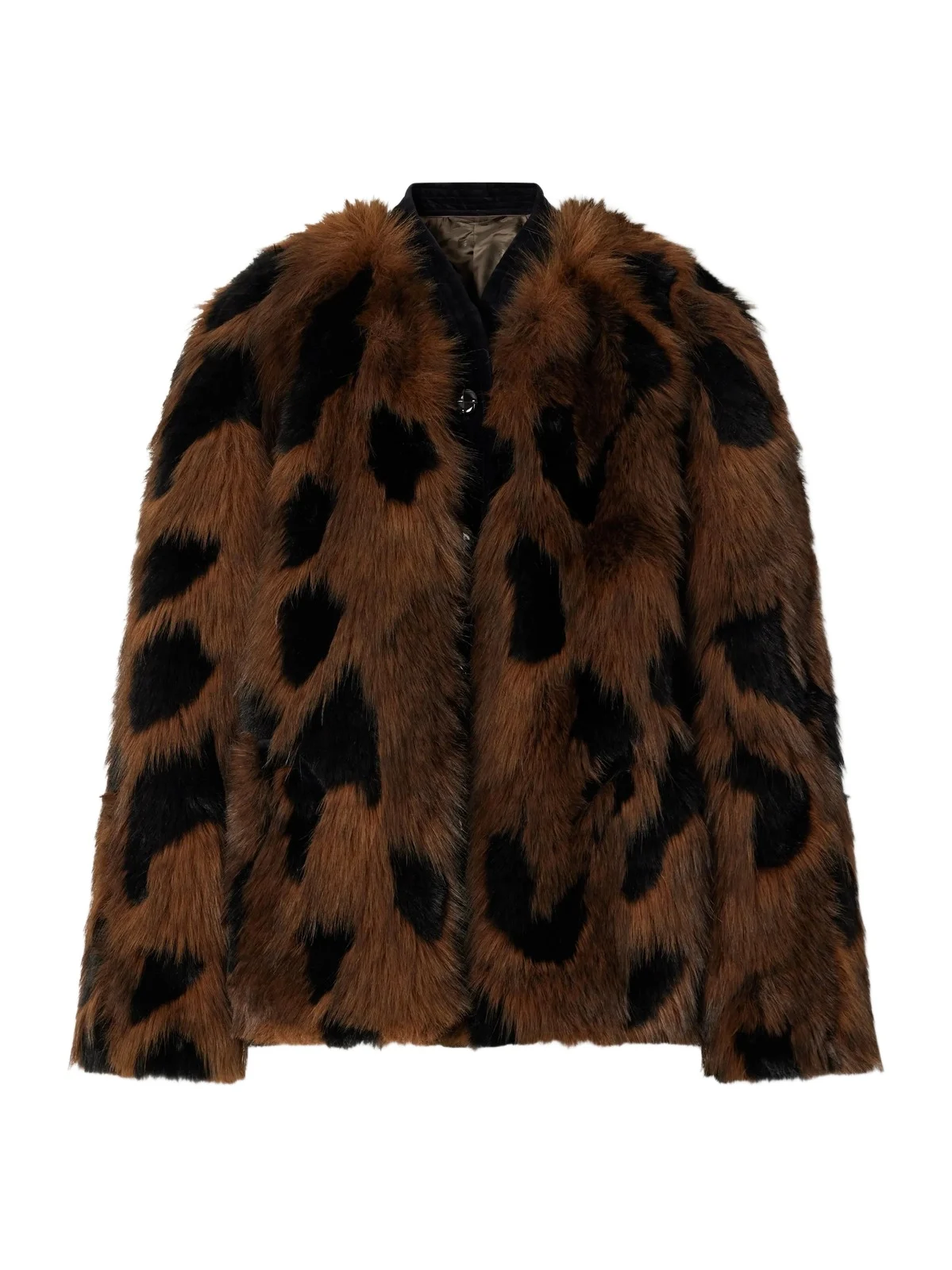 Chausie Leopard-pattern Velvet-trimmed Plush Jacket
