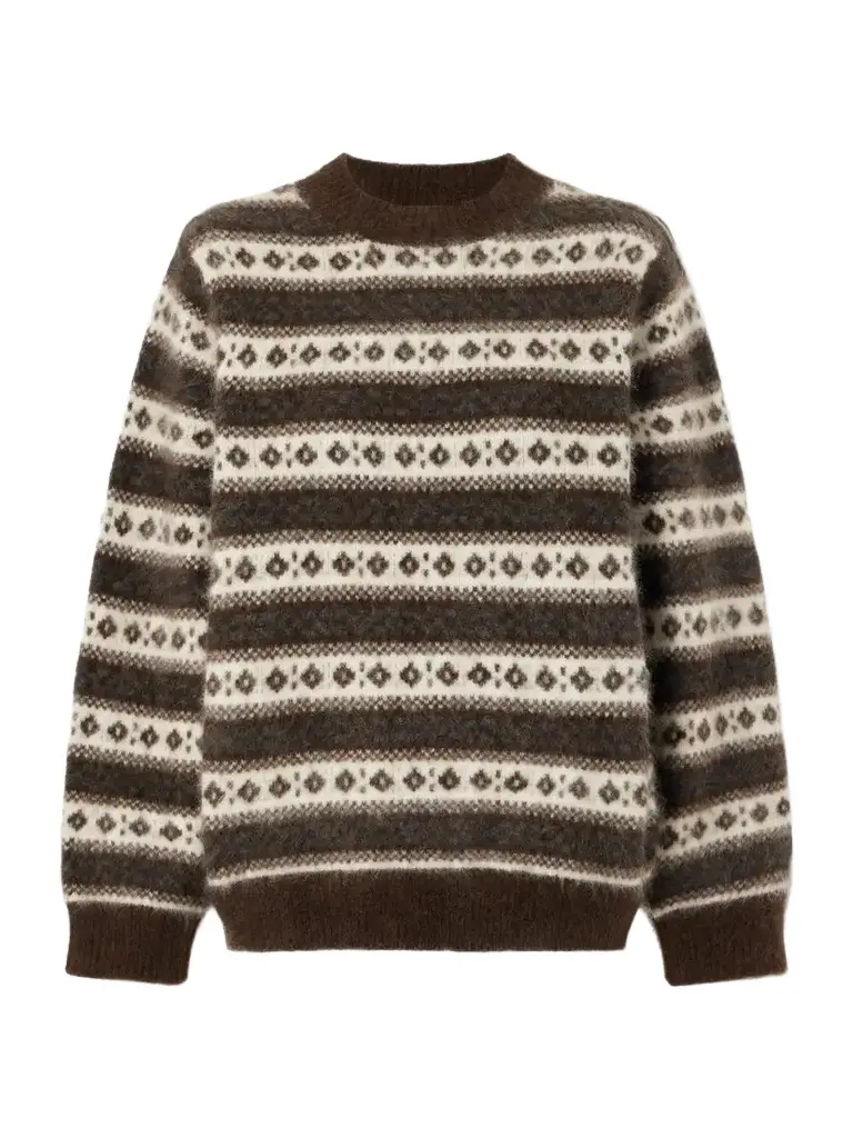 DÔEN Myles Striped Intarsia-knit Wool Sweater
