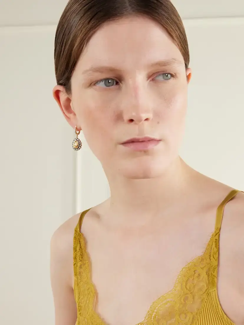Marlo Laz Alexandra Pear 14-karat Gold, Citrine And Diamond Earrings | Thumbnail 2 Marlo Laz Alexandra Pear 14-karat Gold, Citrine And Diamond Earrings | Thumbnail 2