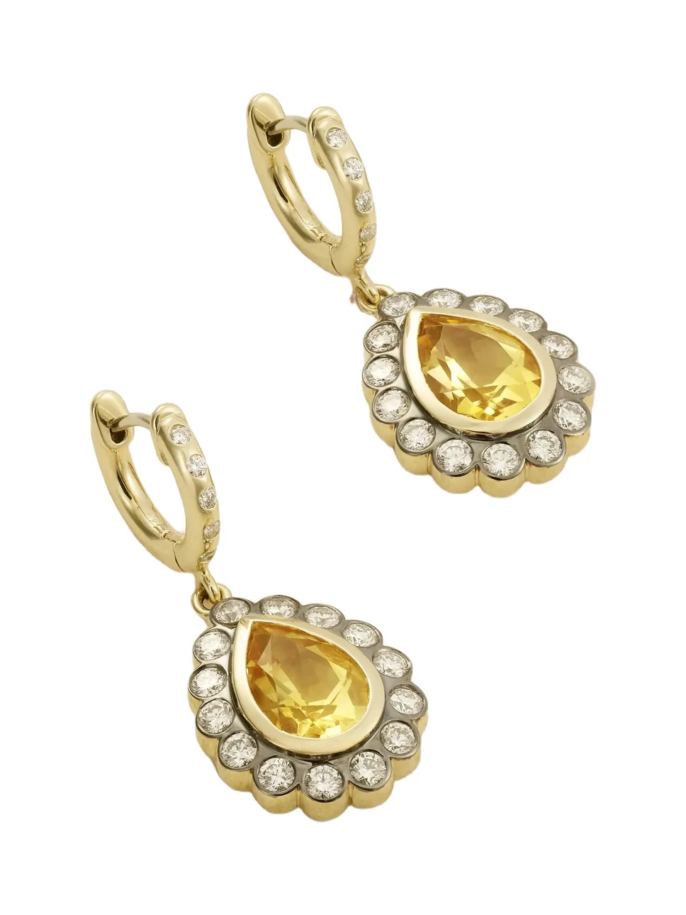 Marlo Laz Alexandra Pear 14-karat Gold, Citrine And Diamond Earrings