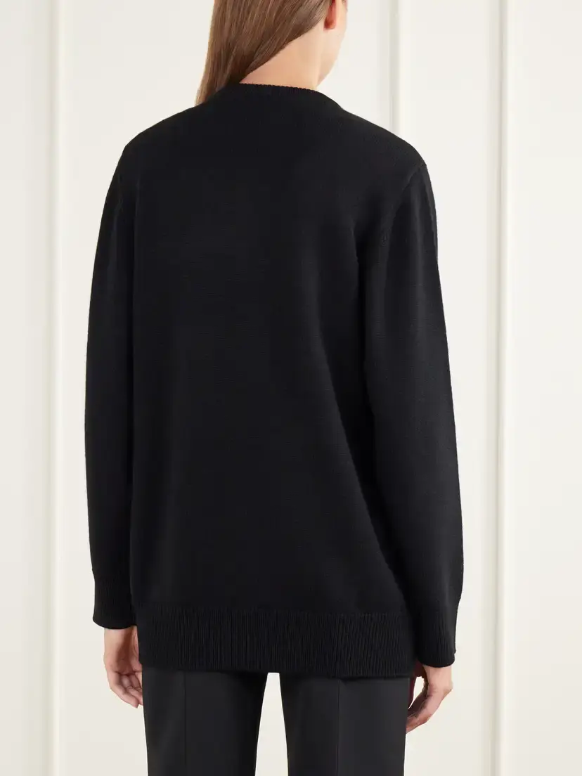 TOTEME Asymmetric Rib-trimmed Merino Wool, Cashmere And Cotton-blend Sweater - Black | Thumbnail 3 TOTEME Asymmetric Rib-trimmed Merino Wool, Cashmere And Cotton-blend Sweater - Black | Thumbnail 3