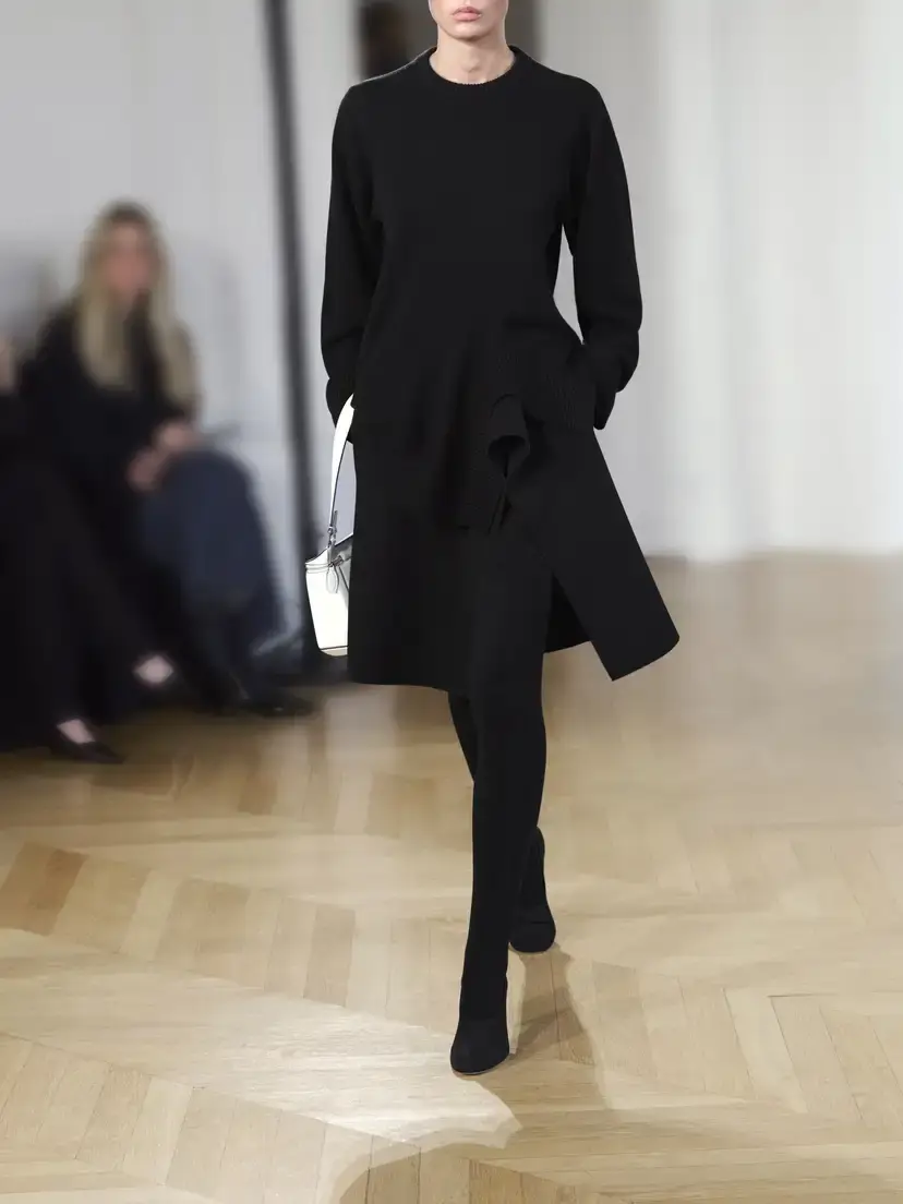 TOTEME Asymmetric Rib-trimmed Merino Wool, Cashmere And Cotton-blend Sweater - Black | Thumbnail 5 TOTEME Asymmetric Rib-trimmed Merino Wool, Cashmere And Cotton-blend Sweater - Black | Thumbnail 5