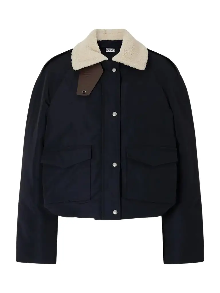 Padded Shearling-trimmed Cotton-blend Canvas Jacket Padded Shearling-trimmed Cotton-blend Canvas Jacket