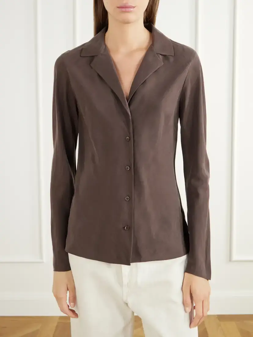 James Perse Washed Silk-habotai Shirt | Thumbnail 3 James Perse Washed Silk-habotai Shirt | Thumbnail 3