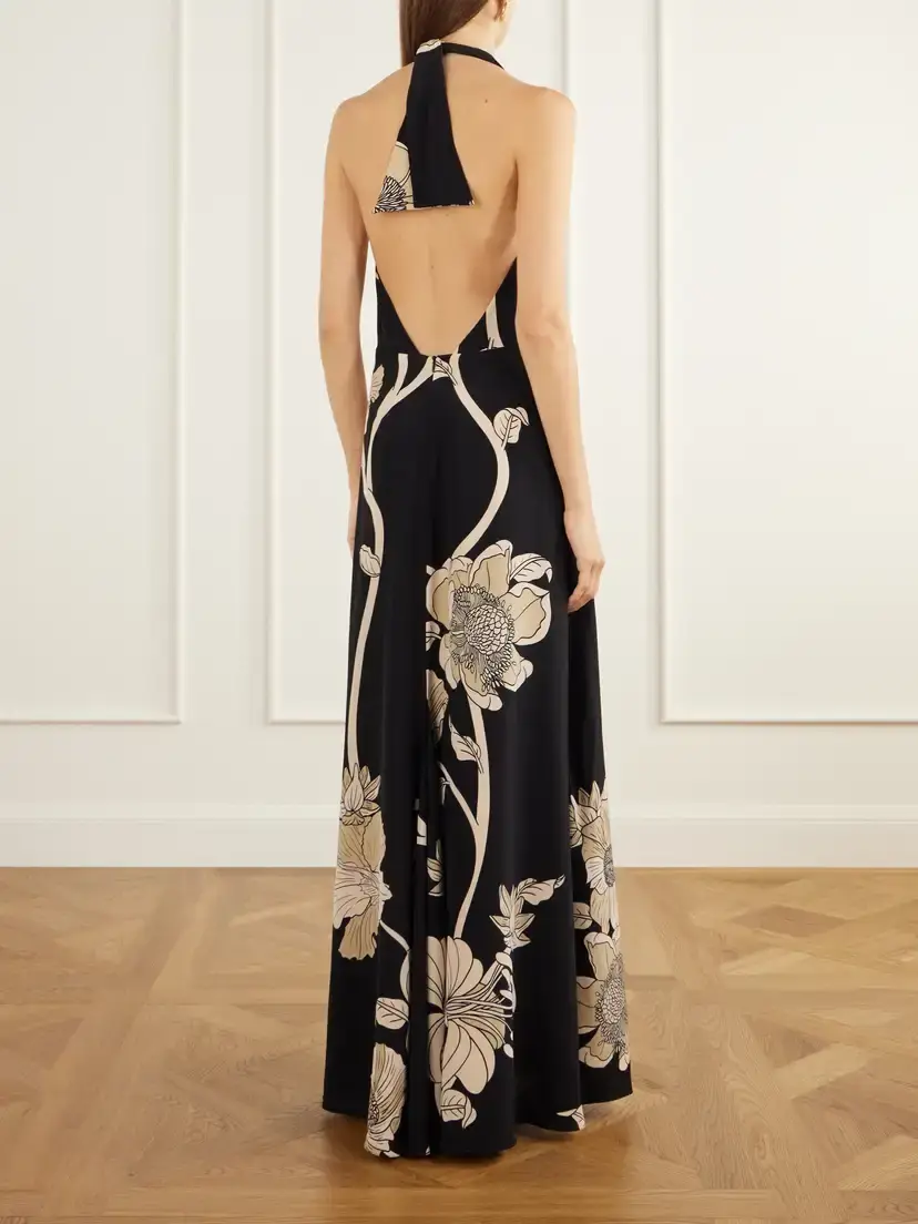 Johanna Ortiz Embellished Floral-print Silk-charmeuse Halterneck Maxi Dress | Thumbnail 3 Johanna Ortiz Embellished Floral-print Silk-charmeuse Halterneck Maxi Dress | Thumbnail 3
