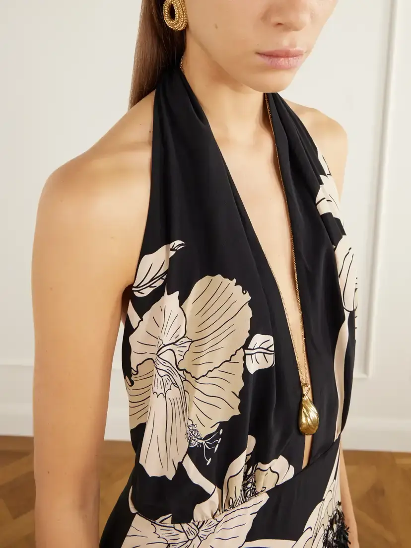 Johanna Ortiz Embellished Floral-print Silk-charmeuse Halterneck Maxi Dress | Thumbnail 4 Johanna Ortiz Embellished Floral-print Silk-charmeuse Halterneck Maxi Dress | Thumbnail 4